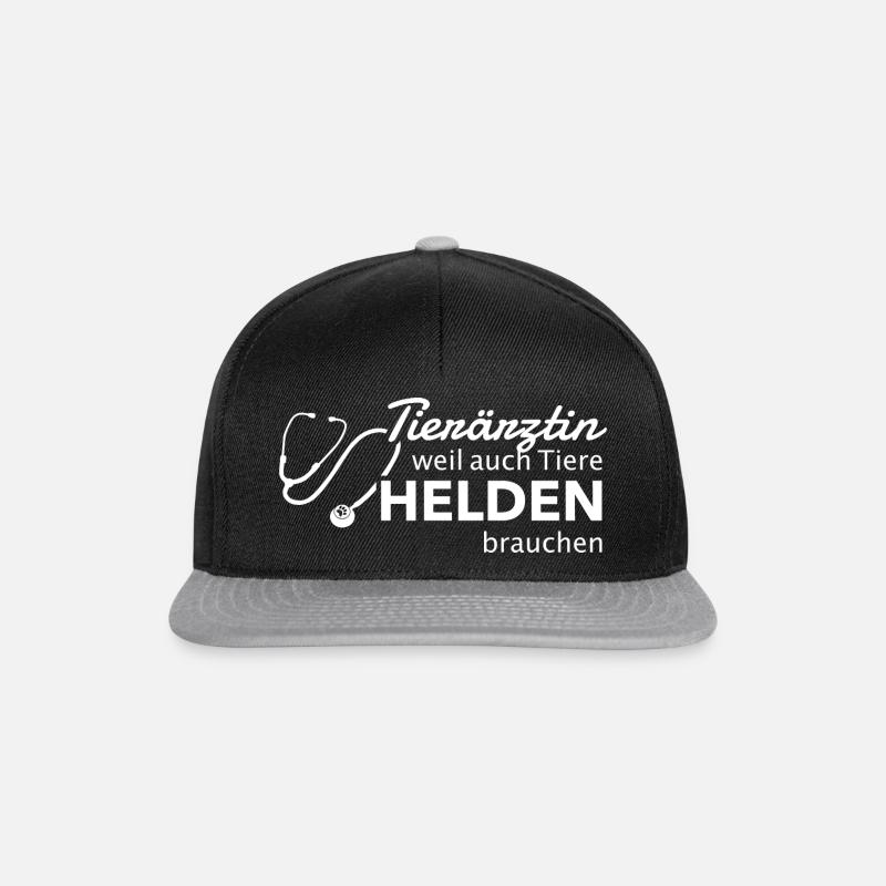 Tierärztin Tierarzt Hund Katze Held Geschenk Tier - Snapback Cap - Schwarz/Grau