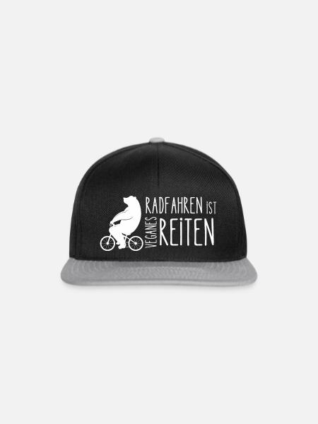 Radfahren ist veganes Reiten - Snapback Cap - Schwarz/Grau
