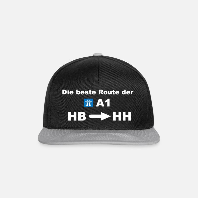 Die beste Route der A1 Bremen Hamburg Geschenk - Snapback Cap - Schwarz/Grau