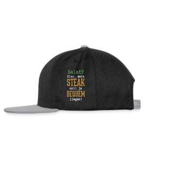 Salat Klar mein Steak soll ja bequem liegen BBQ - Snapback Cap - Schwarz/Grau - Links