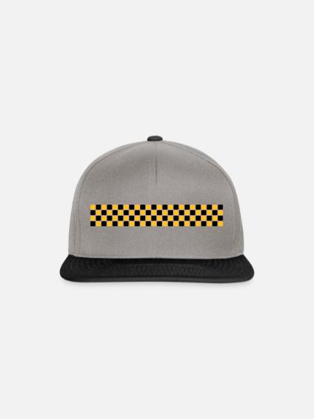 Karierter Streifen - Snapback Cap - Graphit/Schwarz