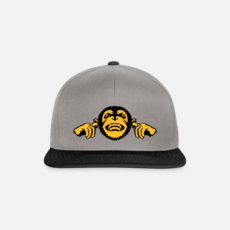 Affe Schimpansen Ohr Finger Mund - Snapback Cap - Graphit/Schwarz