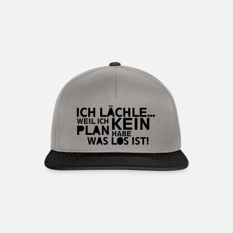 Ich lächle kein Plan - Snapback Cap - Graphit/Schwarz