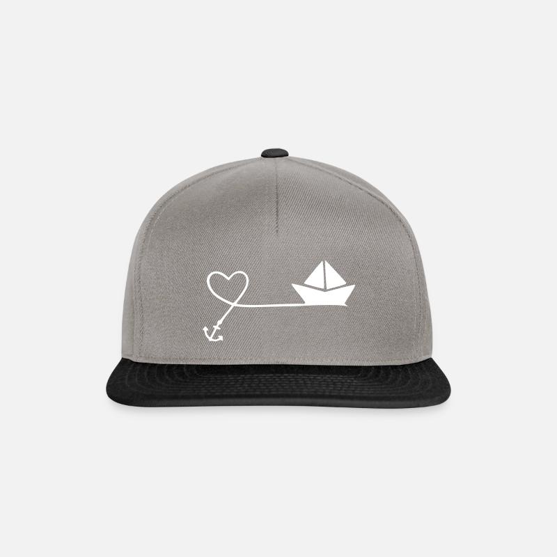 maritim herz anker boot - Snapback Cap - Graphit/Schwarz