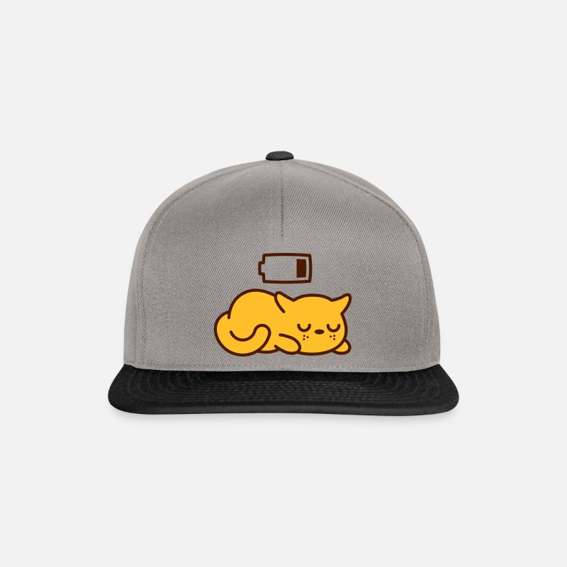 Sleepy Kitty Cat, leere Batterie (Farbe veränderbar) - Snapback Cap - Graphit/Schwarz