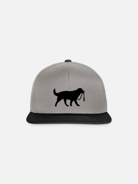 Hund mit Leine - Snapback Cap - Graphit/Schwarz