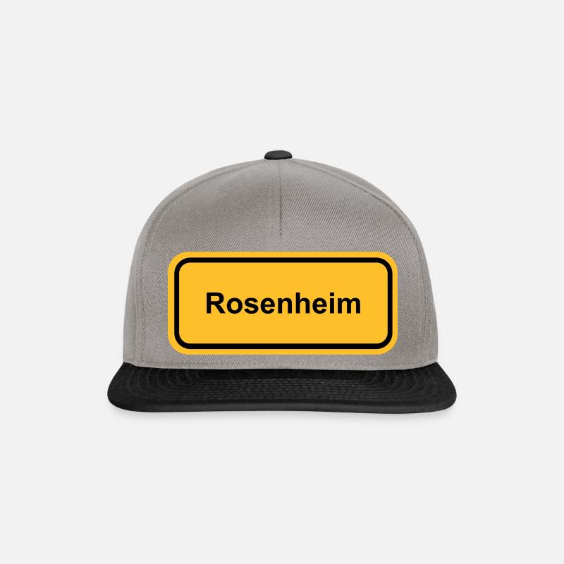 Ortsschild Rosenheim Ort Schild Ortstafel Schrift - Snapback Cap - Graphit/Schwarz
