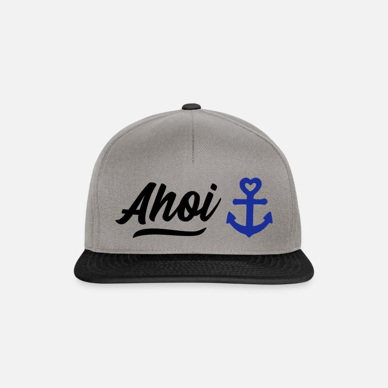 Ahoi Spruch mit Herz Anker - Snapback Cap - Graphit/Schwarz