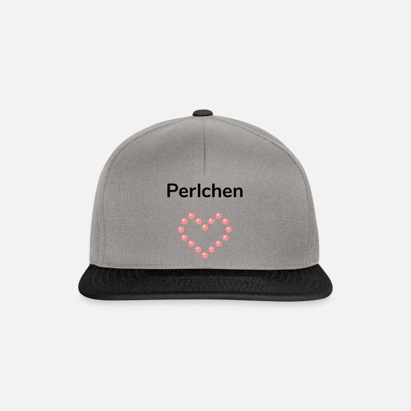 Perlchen (herzförmige Anordnung von Perlen) - Snapback Cap - Graphit/Schwarz