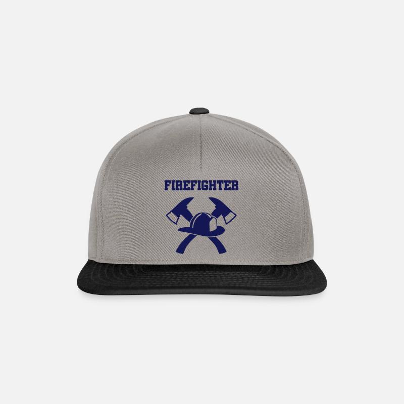Firefighter Helm und Axt Feuerwehrmann - Snapback Cap - Graphit/Schwarz