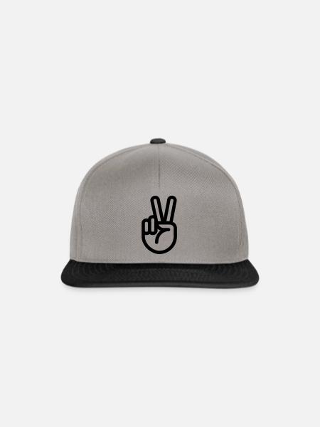 Finger - Handzeichen Peace - Snapback Cap - Graphit/Schwarz