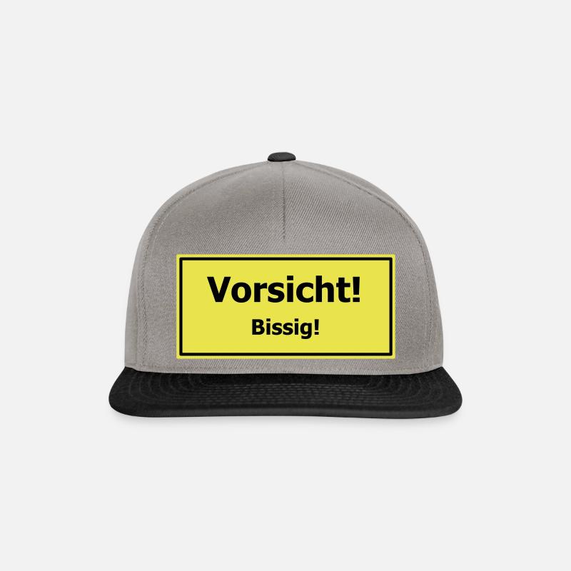 Vorsicht! Bissig! - Warnschild - Snapback Cap - Graphit/Schwarz