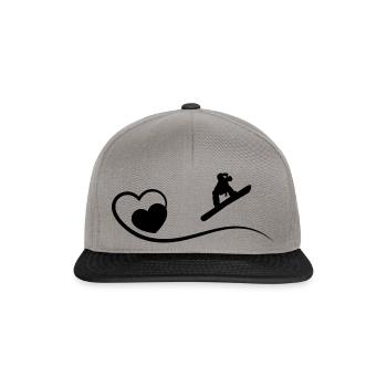 Herz 1 und Snowboarden - (3) - Snapback Cap - Graphit/Schwarz - Vorne