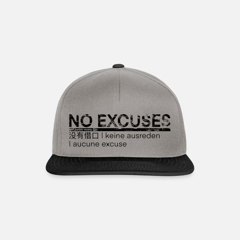 No excuses Motivation - Snapback Cap - graphite/black