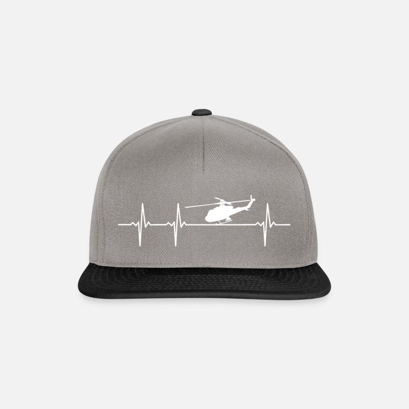 Hubschrauber Herzschlag Geschenk Helicopter - Snapback Cap - Graphit/Schwarz