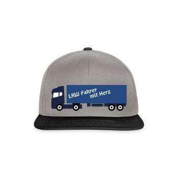 LKW Fahrer mit Herz - Snapback Cap - Graphit/Schwarz - Vorne