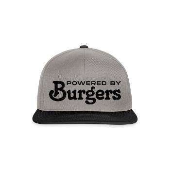 Powered by Burgers - Cadeau pour les amateurs de hamburgers - Casquette snapback - gris graphite/noir - Devant