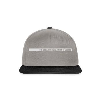 not antisocial anti stupid - Snapback Cap - Graphit/Schwarz - Vorne