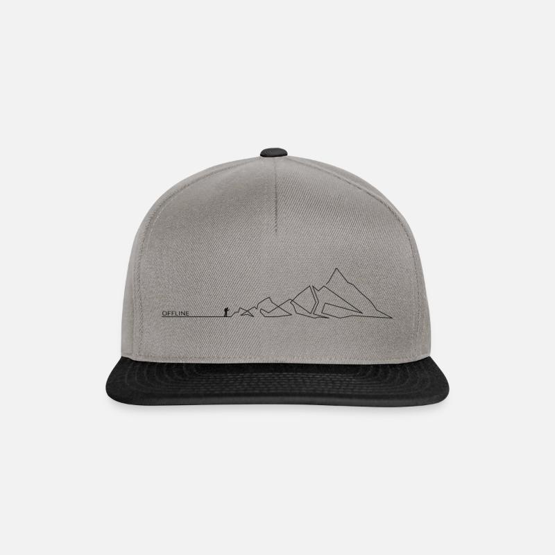 Offline, Minimalistische Berge Wanderer, Gipfel - Snapback Cap - Graphit/Schwarz