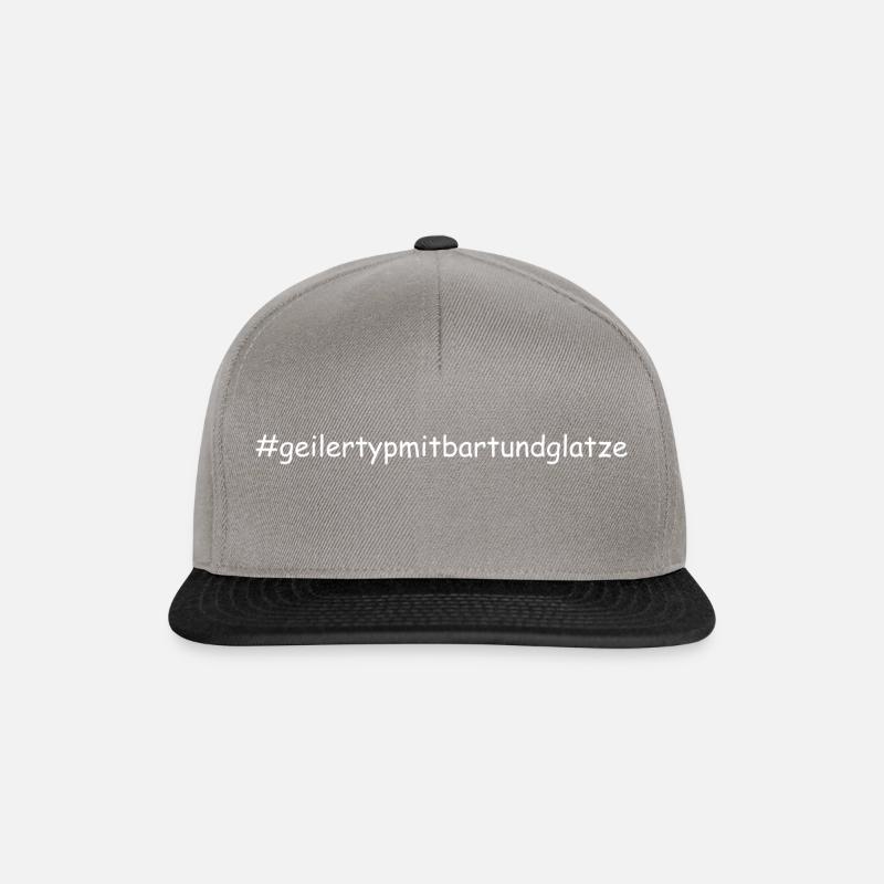 Geiler Typ Mit Bart & Glatze Glatzkopf Bartträger - Snapback Cap - Graphit/Schwarz