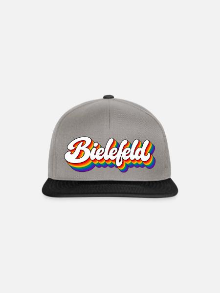 Bielefeld - Regenbogen Schrift - Deutschalnd - Snapback Cap - Graphit/Schwarz
