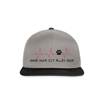 Pulslinie Ohne Hund ist alles doof - Snapback Cap - Graphit/Schwarz - Vorne