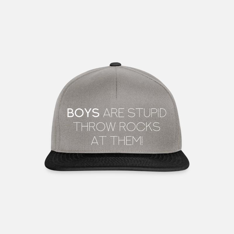 BOYS ARE STUPID THROW ROCKS AT THEM - Snapback Cap - graphite/black