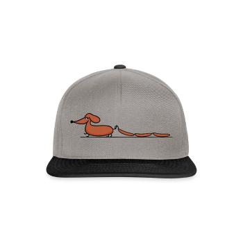 Dackel mit Würstchen - Snapback Cap - Graphit/Schwarz - Vorne