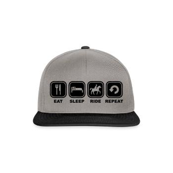 Eat sleep Ride Repeat across - Snapback Cap - graphite/black - Front
