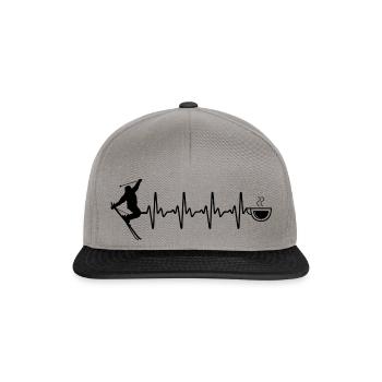 Heartbeat Kaffee und Skifahren - (2) - Snapback Cap - Graphit/Schwarz - Vorne