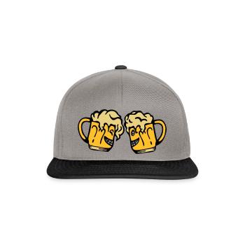Bier Glas Alkohol Anstoß - Snapback Cap - Graphit/Schwarz - Vorne