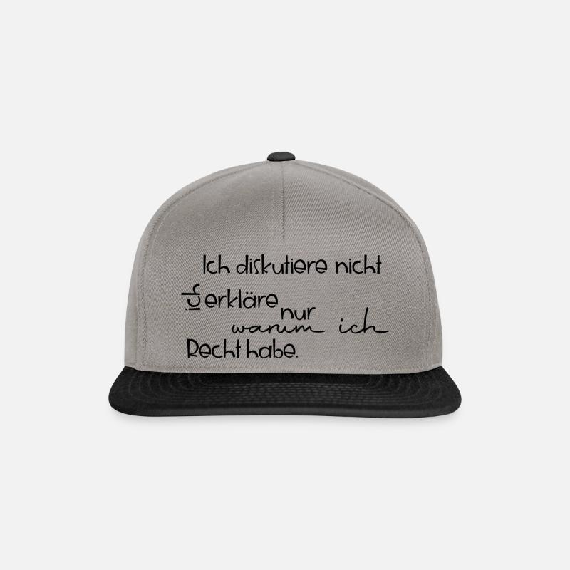 Ich diskutiere nicht, ich erkläre nur - Snapback Cap - Graphit/Schwarz
