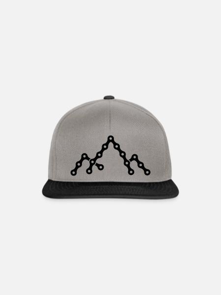 Fahrradkette mit Bergsilhouette - Snapback Cap - Graphit/Schwarz