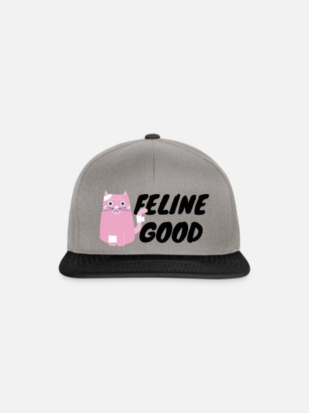 Pink Blue Illustrated Cat Feline Get Well Soon - Snapback Cap - Graphit/Schwarz