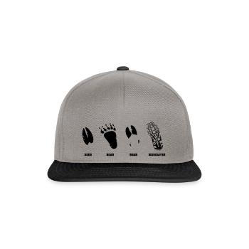 Bushcraft Survival Fußspuren Wald Wild Überleben - Snapback Cap - Graphit/Schwarz - Vorne