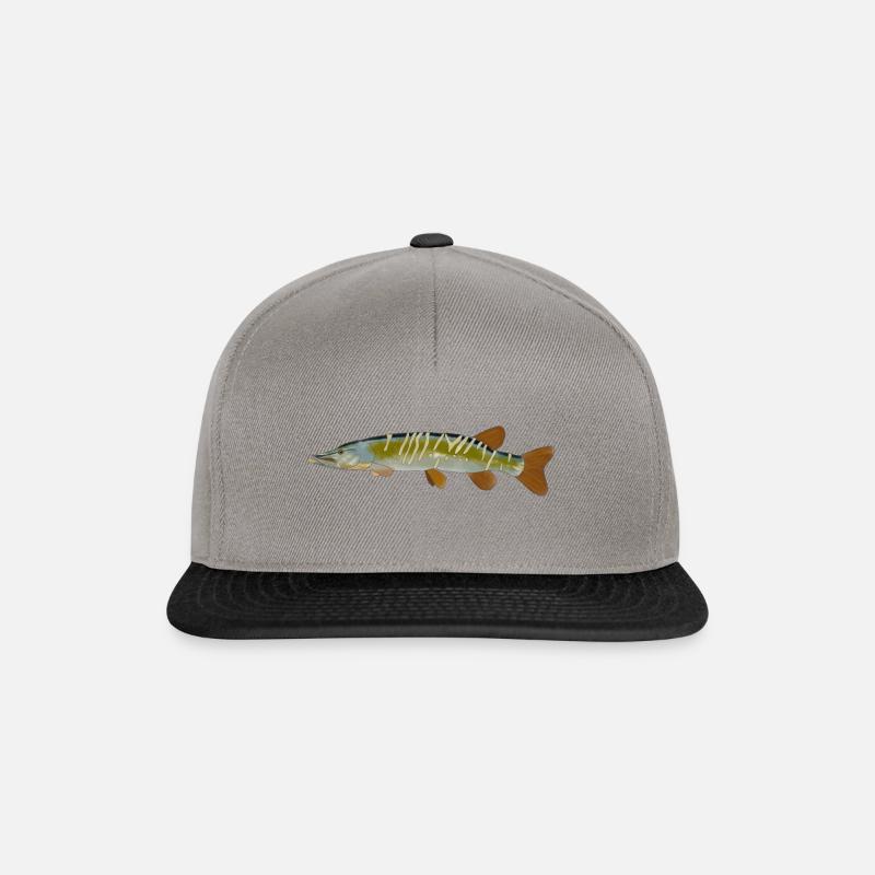 Hecht Fisch Design Logo Fische Hechte Grafik Bild - Snapback Cap - Graphit/Schwarz