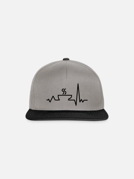 Natural - Kaffee Herzschlag - Café Battito - Snapback Cap - Graphit/Schwarz