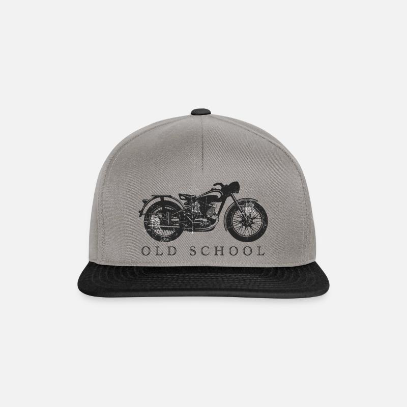 Oldtimer Motorrad - Snapback Cap - Graphit/Schwarz