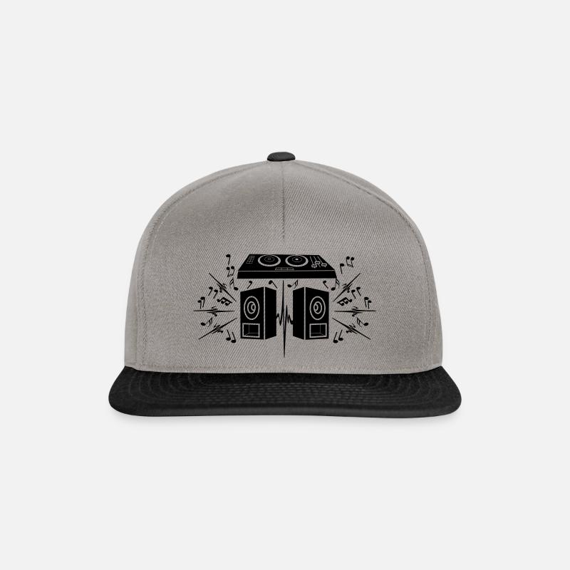 Plattenspieler und Boxen - Snapback Cap - Graphit/Schwarz