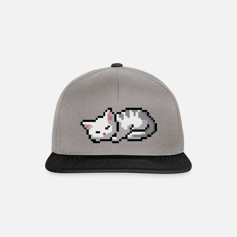 Schlafendes Kätzchen Pixel Art - Snapback Cap - Graphit/Schwarz