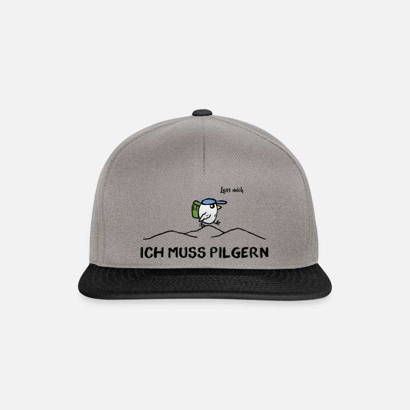 Vogel mit Rucksack - Lass mich - Ich muss pilgern - Snapback Cap - Graphit/Schwarz