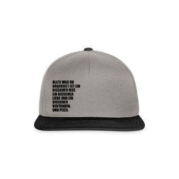 mut und pizza - Snapback Cap - Graphit/Schwarz - Vorne