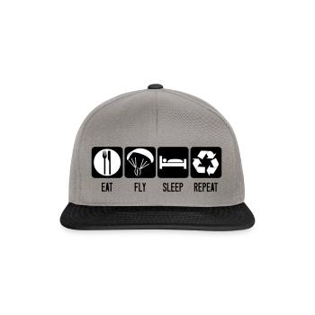 Paramotor Eat Fly Sleep Repeat - Motorschirm Weiß - Snapback Cap - Graphit/Schwarz - Vorne