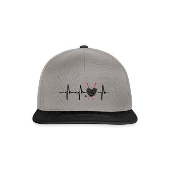 Heartbeat knitting lustig geschenk - Snapback Cap - Graphit/Schwarz - Vorne