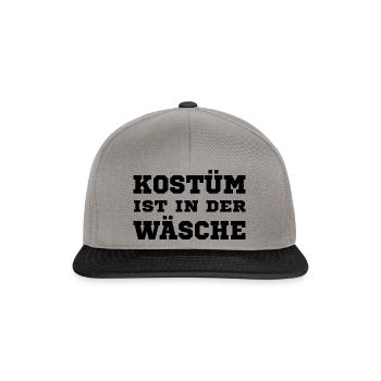 Kostüm ist in der Wäsche Sprüche Karneval - Snapback Cap - Graphit/Schwarz - Vorne