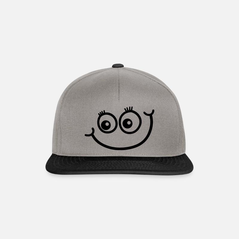Cute Smiling Face Doodle - Snapback Cap - graphite/black