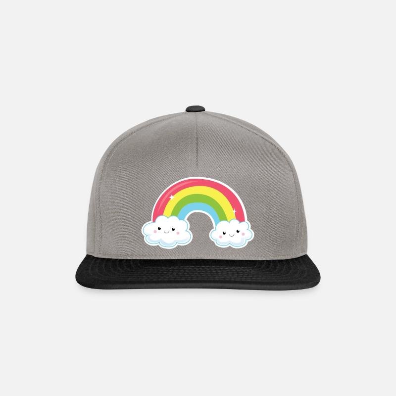 Netter Regenbogen und glückliche Wolken - Snapback Cap - Graphit/Schwarz