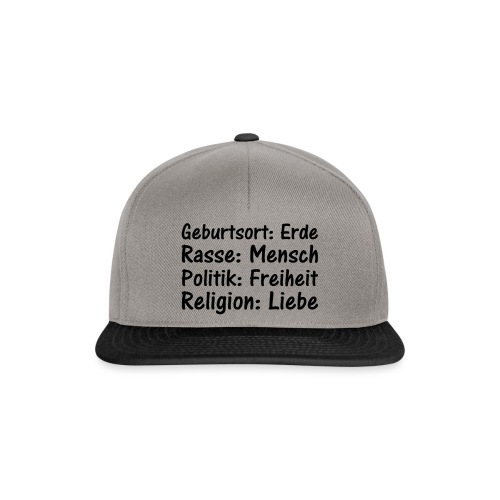Geburtsort Rasse Politik Religion - Snapback Cap