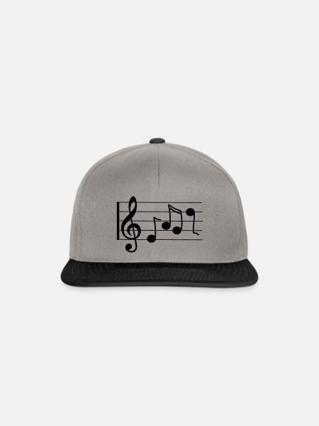 Violinschlüssel mit Noten - Snapback Cap - Graphit/Schwarz