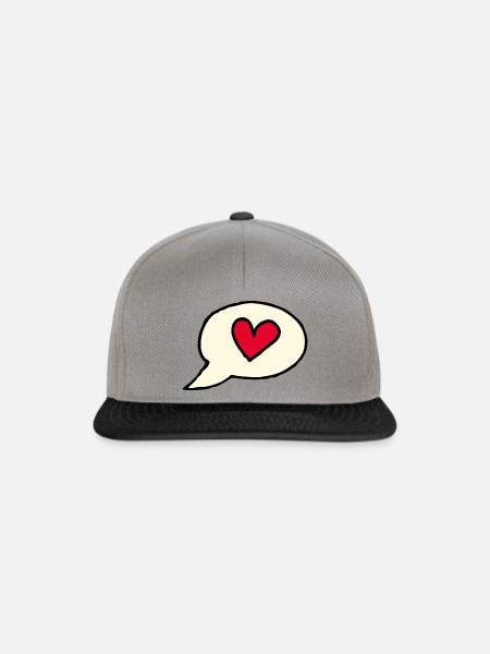 Liebe : Sprechblase Mit Herz - Snapback Cap - Graphit/Schwarz